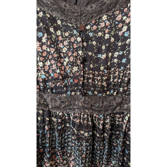 BLU PEPPER WOMEN'S BROWN FLORAL LACE DRESS LONG SLEEVE SZ SMALL - Picture 2 of 7